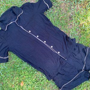 Black Button Down Pajama Set